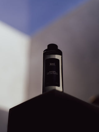 kirri fragrance oil bottle in soft daylight