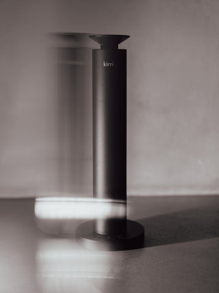 kirri beacon diffuser in soft black and white light