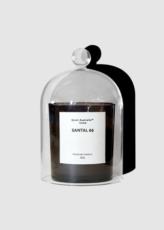 Santal Woods Candle + Glass Cloche