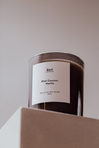 Kiwi Coconut Vanilla Candle + Glass Cloche + Marble Base