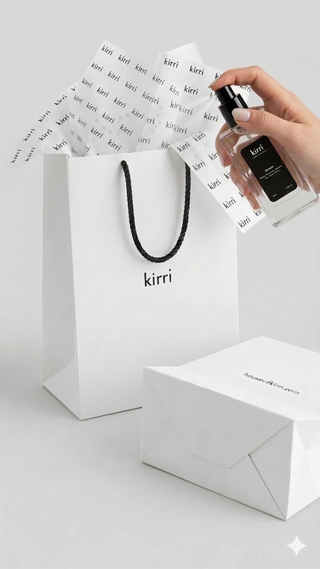 Small kirri Retail Bags x30 + 100 sheets of kirri branded tissue paper